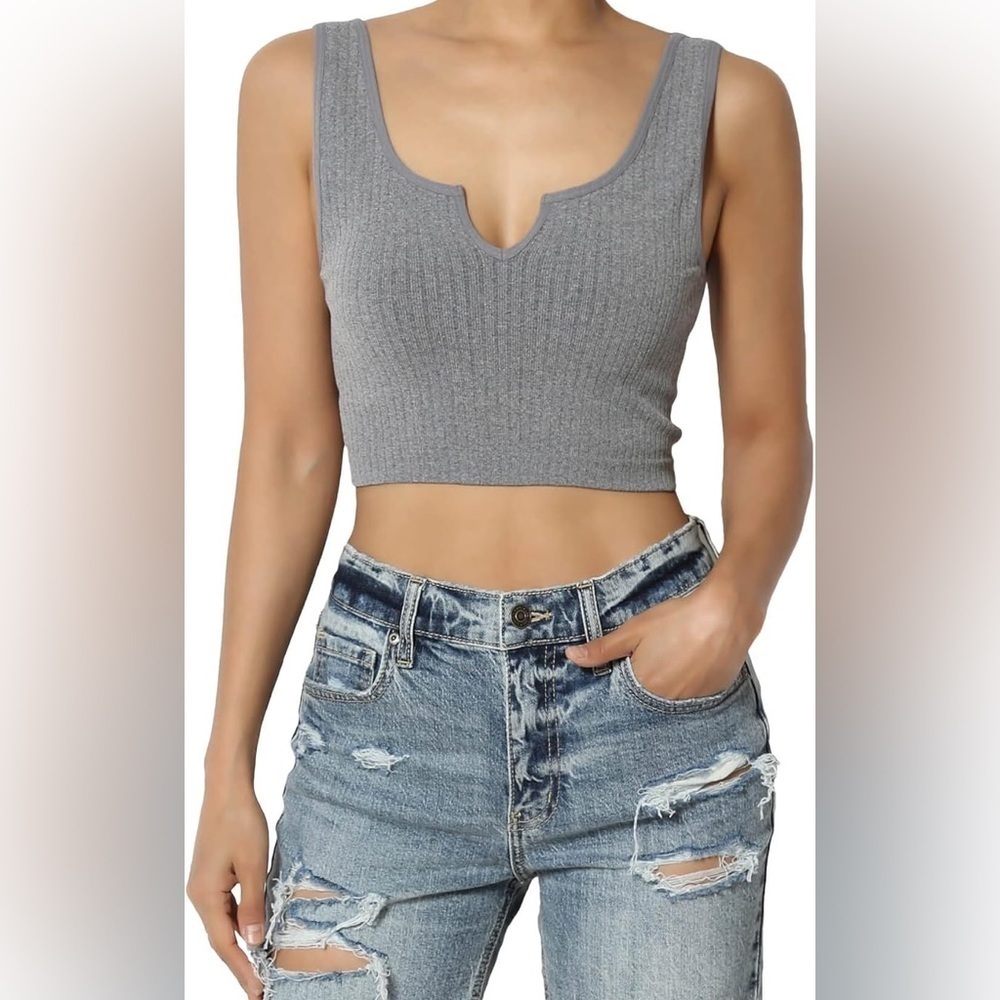 Rue21 Ribbed Crop Tank – Gray – Size M